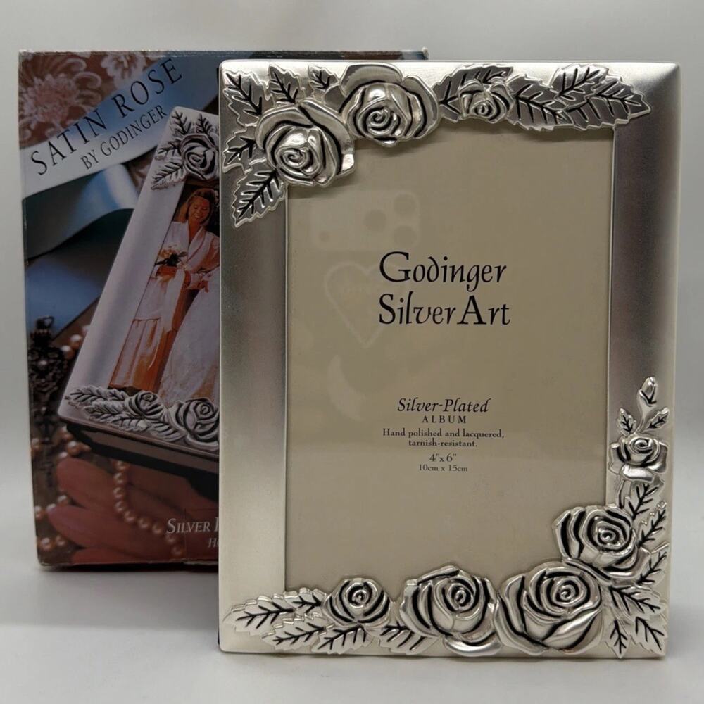 Godinger Silver Plated Photo Frame Album  3D Roses Vintage Floral Holds 100 4x6